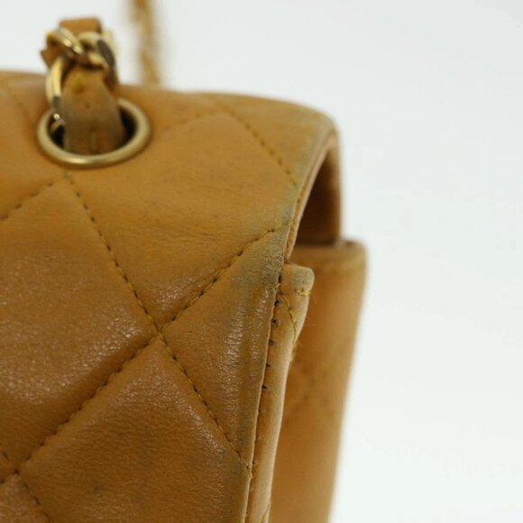 CHANEL Matelasse Turn Lock Chain Shoulder Bag Lamb Skin Orange - Picture 7 of 16